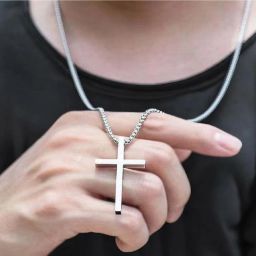 Christian Jesus Cross Pendant with Chain for Men/Boy Titanium Stainless Steel Pendant-27
