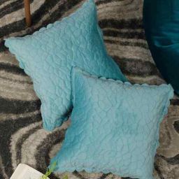 hosta homes Blue Velvet Abstract 16X16 Inches Cushion Covers (Pack of 2)-picture-13