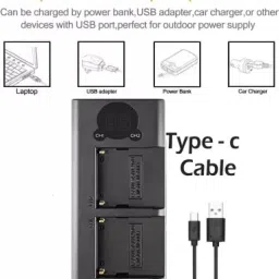 DIGICLAMBO F970 Dual fast Type c USB cable with LCD Camera Battery Charger-image-43