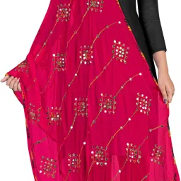 Chiffon Embroidered Pink Women Dupatta-image-9