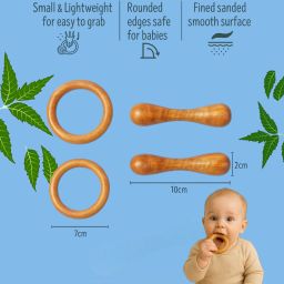 Natural Neem Wood Rattle & Teether Toy for Babies Handcrafted, Safe & Non-Toxic, Rattle-image-63