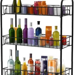 Containers Kitchen Rack 3-Tier Multipurpose Rack/Shelf Organizer for Jars, Spices, Vegetables & Utensils Steel-image-30