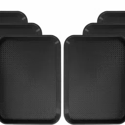 Plastic Serving Tray Platter Rectangular Shape Plastic Trays for Drink Breakfast Tea Dinner Coffee Salad Food for Dinning Table Home Kitchen 11x14 Inches Black (Set of 6 trays ) Tray-2