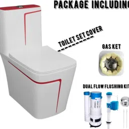 lurexa Dimond Quality LT04 White commode with Red Finishing Line and Round Flush Button Western Commode image 3