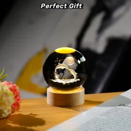 60mm Dolphin Crystal Ball with LED Wooden Base Night Light Gifts Table Lamp-image-19