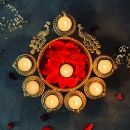 Peacock Shape Urli Diya for Home Decor, Diwali & Floating Flowers Iron Table Diya-picture-13