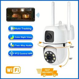 Bzrqx 1080P Full HD PTZ Dual Lens WiFi CCTV Camera Motion Audio Night Vision Cam Security Camera-image-101