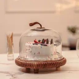 Wooden, Glass Cake Server-16