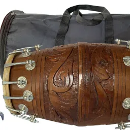 Carving Design on wood Double Nut & Bold fitting Nut & Bolts Dholak-image-64