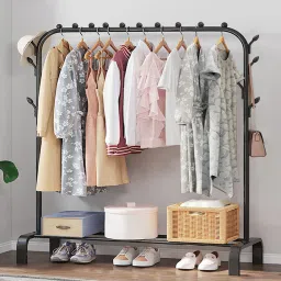 1 Door 2 Shelf Open Coat clothes hanger stand PP PC Collapsible Wardrobe-18