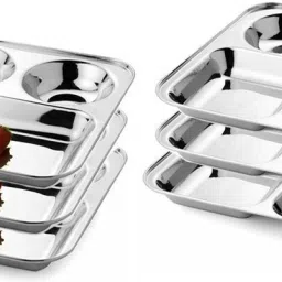 Stainless Steel Compartment Plate - 5 in 1 | Set of 6 Pcs | Sectioned Plate-20