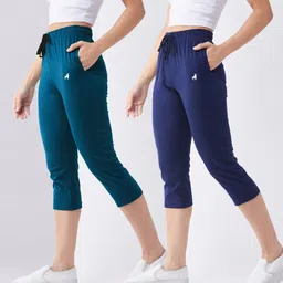 modeve Women Dark Green, Dark Blue Capri-picture-27