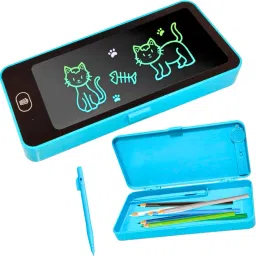 LCD WRITING TABLET WITH PENCIL BOX For School Kids & Students Geometry Box-10