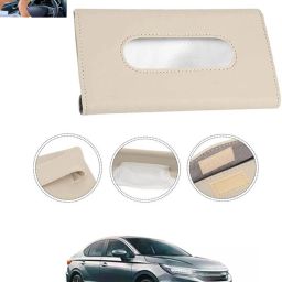 Beige Leatherite Rectangle Shape Fancy Design Tissue Dispencer For Car-295 Vehicle Tissue Dispenser-19