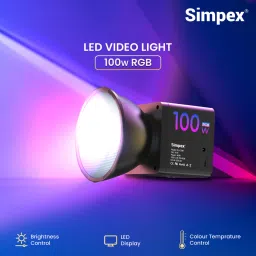 Simpex SLB 100R Portable RGB Video Light with 100W 2500K-6500K Adjustable Color 95 lx Camera LED Light image 5