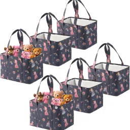 Cotton Pack of 6 Storage Basket with Handle | GM-20-PUR | Little Princess - Purple Storage Basket-image-6