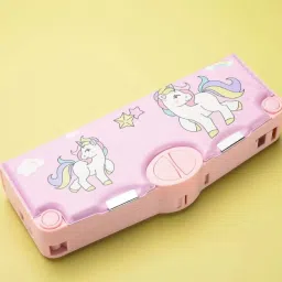 TRENDING FLIPKART RECOMMENDED HEAVY QUALITY MADE IDEAL FOR GIRLS STATIONERY MAGICAL UNICORN THEME MULTI LAYER MULTIPLE BUTTONS METAL COMPASS BOX Art Metal Pencil Box-25
