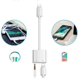 IMMUTABLE White 2in1 Charging and Audio Cable Compatible for iPhone J80 Phone Converter-22