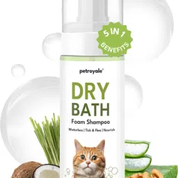 Dry Bath Foam Shampoo for Cats Tick, Flea & Itch Relief for Quick Bath Allergy Relief, Anti-dandruff, Anti-fungal, Anti-itching, Flea and Tick, Itch Relief Mild, Lemongrass Cat Shampoo-0