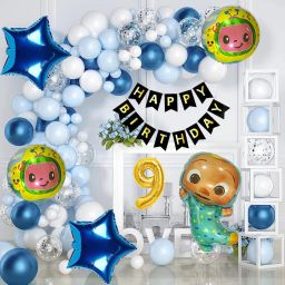 Cocomelon Blue Theme 9th Birthday Decoration Kit with Balloons & Foil Characters-image-51