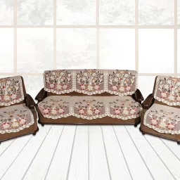 Cotton Floral 3+2 Seater Sofa Cover-picture-10
