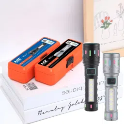 mz M036C ZOOMABLE LED METAL TORCH 5 Modes Flashlight, Super Bright 80W LED Light Torch image 3