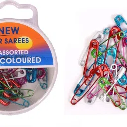 Special Multicoloured Saree Safety Pins, 30 pcs, in A Plastic Box-picture-19