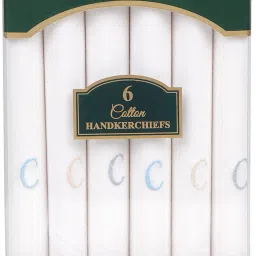 BONJOUR Men's embroidered initial cotton handkerchief-C ["White"] Handkerchief-image-44