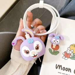 Oncraves Charger Cover for Samsung 25W, 3D cartoon / Purple Rabbit Cable Protector-image-22