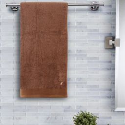 Brown Solid 550 GSM 100 % Cotton Bath Towel by Maspar-picture-33