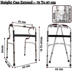 lacopine Lightweight Double Handle Folding Step-Up Walker For Senior Citizens (SILVER) Walking Stick image 2