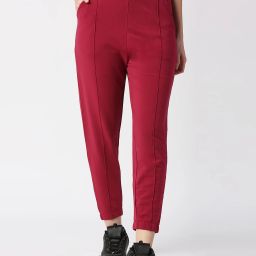 Women Printed Red Track Pants-image-4