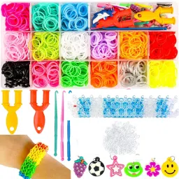 4200 Rainbow Rubber Bands Bracelet Making Kit with Loom Bands Storage Container Mega Refill Kit Great Gift for Kids-14