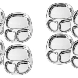 3 IN 1 Three Compartment Nasta/Dinner Plate- Set of 12 Sectioned Plate-image-6