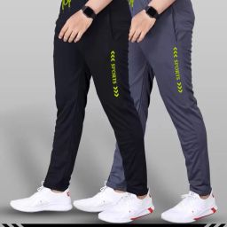 Pack of 2 Men Printed Black, Grey Track Pants-image-45