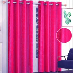 exporthub Pink Floral Polyester 8 Ft Blackout Eyelet Door Curtains (Set of 2)-picture-40