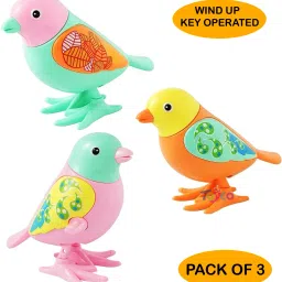 Wind Up Key Operated Jumping Bird Toys Set for Kid with 360 degree Rotating Head-18