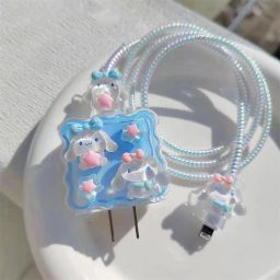 Micvir Charger Cover for iPhone 18W-20W Charger, 3D Cartoon Design Cinnamorol, Spiral Cable Protector-image-38