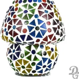 deshilp overseas Decorative Mosaic Glass Table Lamp (Multicolor) 13 cm Table Lamp image 3