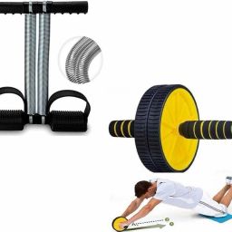 Double Spring Tummy Trimmer and Double Wheel AB Roller Combo Ab Exerciser-image-32