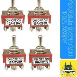 techsupreme Heavy Duty Rocker Toggle Switch 10A 220V ON/Off/ON Switch with PC Wear-Resistant Handle 6 Terminal 3 Position Pack Of 4 Electronic Components Electronic Hobby Kit-picture-20
