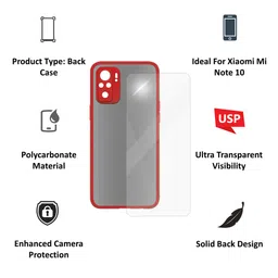 ARROW Camera Duplex Screen Protector & Polycarbonate Back Cover Combo for Xiaomi Mi Note 10 (Anti Scratch Design, Red) image 3