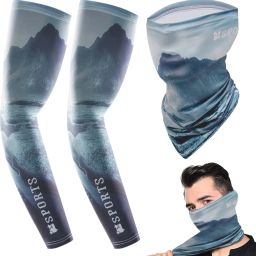 Neck Gaiter Bandana Sun Protection Arm Guards and Neck Gaiter Glacial print Cycling Gloves-picture-26