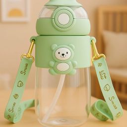 Eco-friendly Baby Water Bottle For Kids With Soft Silicone Straw & Strap -850ml-image-73
