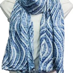 Geometric Print Rayon Women Blue Stole, Stole, Fancy Scarf-picture-25