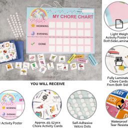 inkdotpot Kids Daily Responsibility Checklist, Hanging Chore Chart- Daily Task List-E1 image 3