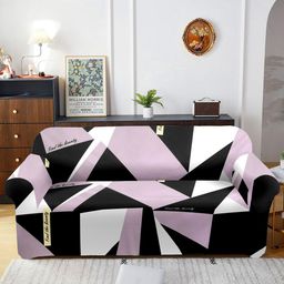 Cortina Purple & Black Printed Stretchable 2-Seater Sofa Cover-picture-26