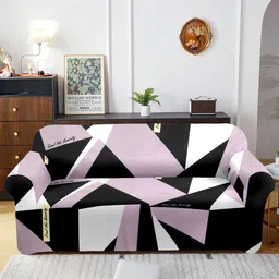 Cortina Purple & Black Printed Stretchable 3-Seater Sofa Cover-picture-19