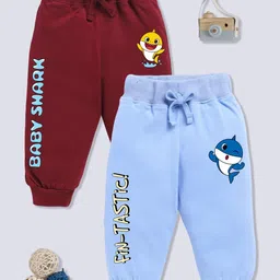 YK X Minute Mirth Infant Girls Pack of 2 Baby Shark Printed Pure Cotton Joggers-19