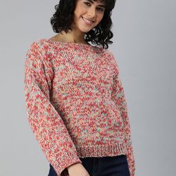 Magic Needles Abstract Self Design Boat Neck Acrylic Pullover-image-35